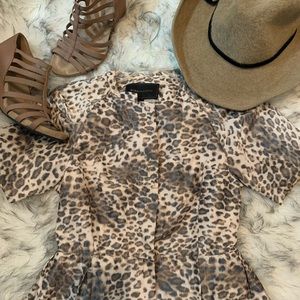 BCBG Peplum Cheetah Print Jacket